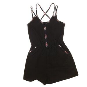 Xhilaration Strappy Romper  Shorts Sleeveless Waist Pockets Black White Womens M